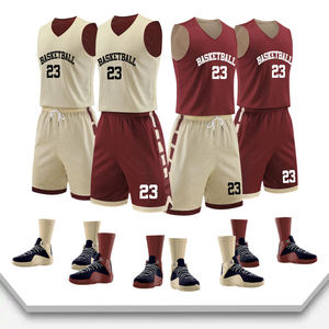 Ensemble d'uniformes de basket-ball unisexe, personnalisé, tendance, deux pièces, blanc et bleu, prix bas - Product Image 4