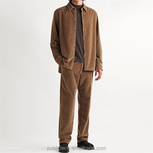 Pantalons en velours côtelé amples et droits, personnalisés OEM, unis, sans motif, pour hommes, pantalons de survêtement décontractés, lavage foncé avec décoration en dentelle - Product Image 3