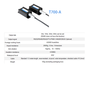 Cảm biến độ nghiêng trục kép T700-A độ chính xác ± 0.01 ° | Máy đo độ nghiêng kỹ thuật số chính xác trung bình | RS232/RS485/RS422/TTL/can/PWM - Product Image 3