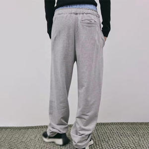 2025 pantalones personalizados de doble cintura para hombre, pantalones acampanados informales con cordón de algodón Terry Fleece, pantalones holgados de gran tamaño para exteriores - Product Image 5