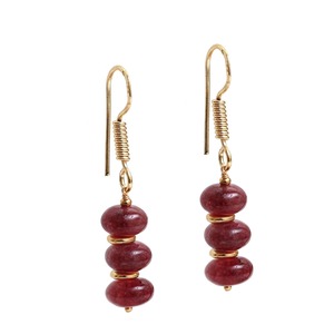 Pendientes colgantes de cuarzo de fresa rosa, diseño chapado en oro hecho a mano con cuentas espaciadoras, joyería de piedras preciosas femeninas para mujer - Product Image 2
