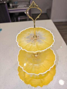 Base para Pastel de Resina de Primera Calidad, Color Amarillo, para Mesa, Bodas y Eventos, Base para Pastel para Hoteles, Estilo Moderno, Base de Metal - Product Image 2