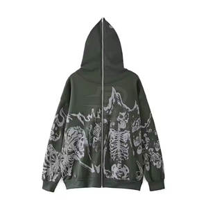 Sweats à capuche zippés décontractés pour hommes Nouveau motif solide tendance Coton Polyester Taille personnalisée Hiver Col à capuche en vente - Product Image 1