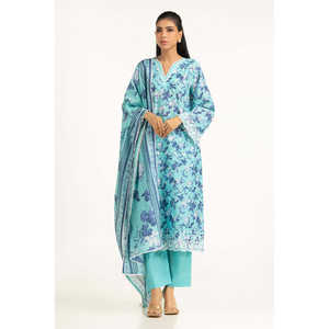 IUSTKSD-2034 Ensemble décontracté imprimé en tissu lawn avec broderie Schiffli, respirant, longueur genou, taille XS, tendance, pour le quotidien ou les soirées, service OEM/ODM - Product Image 3