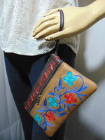 Dompet Tangan Bordir Wanita yang Tahan Lama dengan Penutup Ritsleting untuk Pesta Pernikahan Tas Kulit - Gaya Bohemian Bentuk Amplop
