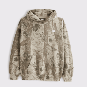 Sweats à capuche personnalisés 100% coton lourd de luxe de qualité vêtements de chasse véritable arbre imprimé jungle randonnée Streetwear sweats à capuche pour hommes - Product Image 5