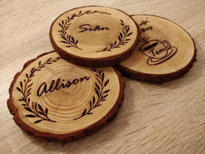 Handmade Rustic Bark Coasters Unique <b>Wood</b> <b>Slice</b> Drink Pads with Resin Waterproof Kitchen Bar Accessories Indian Supplier - Product Image 5