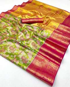Designer Pure Handloom Silk Saree with Zari Weaving Traditional Pakistani Style Wedding and Party Wear for Women <b>Model</b> Fancy - Product Image 3