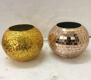 Topcraft Custom Luxury Home Decoration Handmade Metal Mosaic <b>Tea</b> <b>Light</b> <b>Candle</b> Holder Pillar Shape Glass Jar for Gifts - Product Image 1