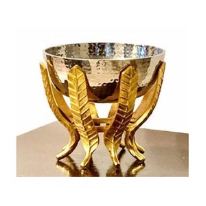 Elegante cuenco de Pedestal de hoja de plata dorada, vajilla decorativa para frutas, aperitivos, mesa de sala de estar, entrada, regalo perfecto para el Día de la madre - Product Image 1