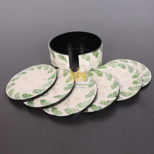 Sous-verre en céramique de rotin personnalisé avec isolation thermique incrustation de forme ronde colorée pour dessus de table et articles de cuisine en gros - Product Image 3