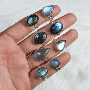Natural Blue Labradorite Gemstone <b>Rings</b> Jewelry Making for <b>Silver</b> Jewelry Supply <b>Boho</b> <b>Rings</b> Wholesale Bezel Set <b>Rings</b> Jewelry - Product Image 6