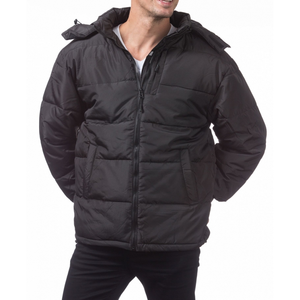Custom Men's Winter <b>Denim</b> Jacket with Stand Collar and Front Logo Hooded High Street Style Polyester/Cotton <b>Material</b> - Product Image 3