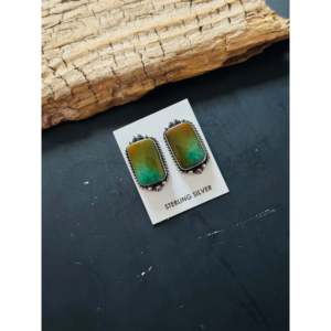 Elouise Kee Royston Turquoise & Sterling Silver Stud <b>Earrings</b> Bezel Setting <b>Post</b> <b>Earring</b> - Product Image 3