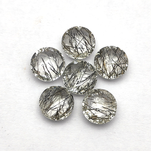 Alta calidad 8mm Natural negro rutilo cuarzo Briolette tablero de ajedrez ambos lados 1,71 Cts piedras preciosas sueltas para exportación al por mayor - Product Image 1