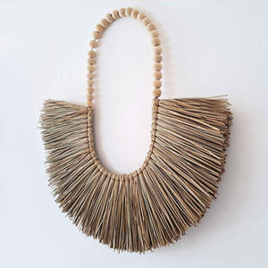 Artesanías colgantes de rafia de hierba marina tejidas a mano, decoración de interiores para el hogar, tapices de pared de paja de hierba marina - Product Image 1