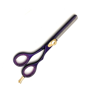 Tijeras para adelgazar el cabello para salón de belleza, hoja recta afilada, 28 dientes, tijeras para el cabello con reposapiés dorado y tornillo - Product Image 2