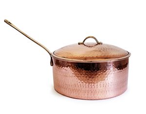 Marmite italienne en cuivre martelée à la main 10 " - 26 cm, Casserole, marmite et marmite à soupe faite à la main avec couvercle et poignée en laiton - Product Image 3