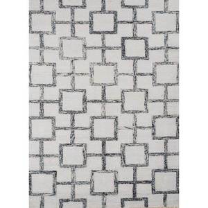 TNQ-239 Tapis en laine et viscose à motifs géométriques gris et noir, tissé à la main, pour usage domestique - Product Image 1