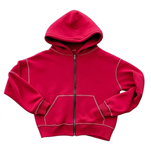 Sudadera con Capucha Corta para Hombre, con Cierre, Color Sólido, Felpa, 100% Algodón, Corte Regular, Bordada, Informal, para Invierno, con Logotipo Personalizado - Product Image 3