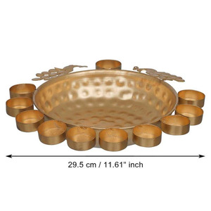 Cuenco Urli rústico de herencia luminosa con Diya para un ambiente divino Calidez rústica: cuenco Urli con Diya para una iluminación pacífica - Product Image 3