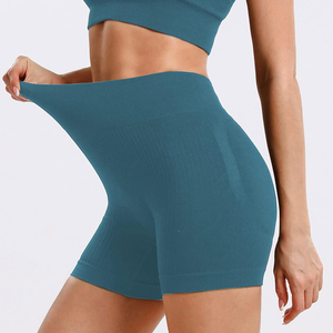 Taille haute grande taille femmes 2 pièces Fitness Shorts hauts ensemble respirant vêtements de sport écologiques pour Gym Yoga course avant Logo - Product Image 5