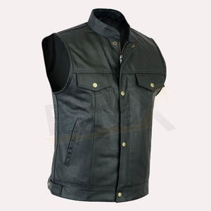 Hommes de haute qualité gilet de sport personnalisé coupe-vent Denim tissu poches hiver extérieur moto à la mode vêtements d'extérieur moto - Product Image 1