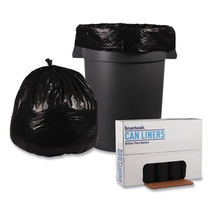Boardwalk X8046SKKR01 40 pouces. X 46 In. 45 gallons. Sacs poubelle jetables en polyéthylène recyclé basse densité de 1,2 mil, noirs (100/carton) - Product Image 2