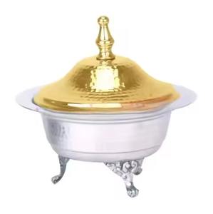 Cuenco de Dátiles de Metal Estilo Árabe con Diseño Grabado en Oro para Bodas, Mesa de Hotel, Frutos Secos, Cuenco para Servir Dátiles con Tapa - Product Image 3