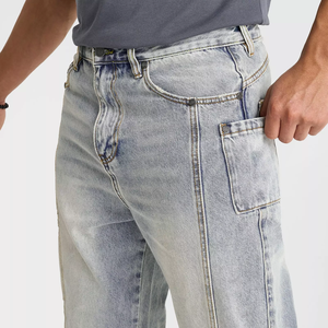 Men's Casual High Quality Jeans Pants Top Selling Solid Color Lightweight Mid Waist Straight Pattern - Product Image 1