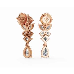 Pendientes de Diseño Valeria de Oro de 18 Quilates de Alta Calidad, Corte Marquesa y Pera, Joyería Cultivada en Laboratorio, Exportación al por Mayor B2B - Product Image 3