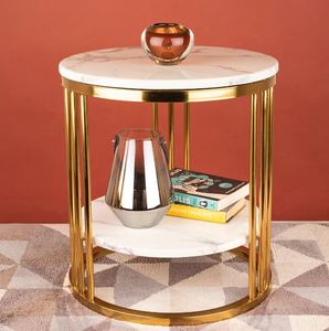 Table d'appoint de chevet en métal au design de luxe Table d'appoint de présentation à café fabriquée sur mesure en métal et en marbre - Product Image 3