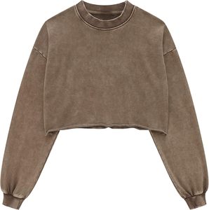 2025 Women's Long Sleeve <b>Cropped</b> <b>Zip</b>-<b>Up</b> <b>Hoodie</b> Breathable Fleece Lined Winter Spring Custom Front 100% Cotton - Product Image 1