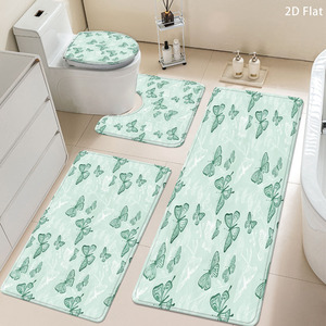 Custom Printed Flannel <b>Bathroom</b> Rug <b>Set</b> for <b>Bathroom</b> Non-Slip Shower Curtain Bath <b>Mat</b> - Product Image 6