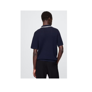 Camiseta azul marino de noche oscura de algodón con cuello Polo de secado rápido de alta calidad para hombre Polo de ajuste Regular personalizado - Product Image 3