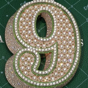 Tùy chỉnh số Mặt dây chuyền | đầy đủ đá ra 925 Sterling Bạc | vvs moissanite kim cương | Màu Xanh lá cây giọng đá | hip hop đồ trang sức - Product Image 3