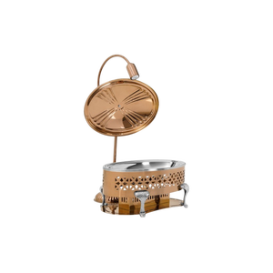 Plato de frotamiento de acero inoxidable en tono dorado rosa, Base decorativa recortada clásica, soporte de combustible, Material de Metal disponible, ovalado/redondo - Product Image 1