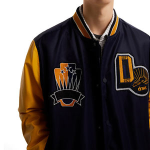 Veste Bomber Letterman Varsity pour homme vintage personnalisable corps en cuir satiné serviette en chenille broderie Patch Stand hiver - Product Image 5