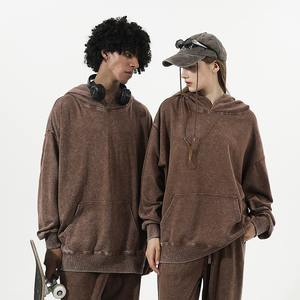 เสื้อสเวตเตอร์ซักหินแบบลำลองแบบสวมหัวเสื้อมีฮู้ดโอเวอร์ไซส์ผ้าเทอร์รี่พิมพ์ลายไซส์วินเทจ - Product Image 3