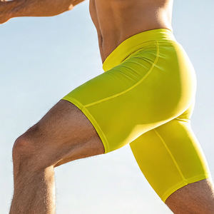 Pantalones cortos atléticos para gimnasio, cintura elástica para hombre, ropa para correr, pantalones cortos de compresión para hombre, pantalones cortos de Yoga para entrenamiento de poliéster 100% para hombre - Product Image 1