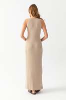 Vestido Elegante de Punto con Cuello en V para Mujer, Sin Mangas, Transpirable, de Punto Acanalado, de Alta Calidad, Servicios OEM Personalizables