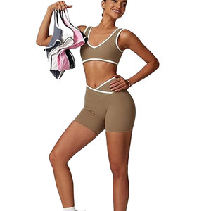 เซต2ชิ้นบราเปลือยหลังสำหรับผู้หญิงชุดเลกกิ้งเอวสูงชุดเล่นโยคะฟิตเนสชุด2ชิ้นแบบไม่สม่ำเสมอ - Product Image 5
