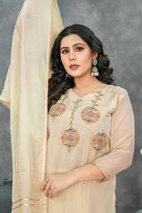 Dernier créateur, tissu de soie pure, tenue scintillante, meilleur travail à la main, mode féminine, tenue de fête, vente chaude, Salwar Kameez Kurti Indian - Product Image 4