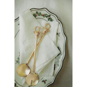 Decorative Stainless Steel Silver Salad Server Long Straw Style Brass Handmade Handle Tableware personalized salad servers - Product Image 5