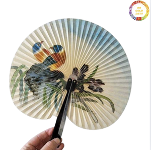 Ventilateur décoratif en bambou Éventail tissé à la main artisanal du Vietnam Produit écologique naturel Article de festival culturel traditionnel fait à la main - Product Image 2