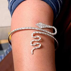 Pulsera de brazo de metal curvo tradicional antiguo Estilo de escultura moderna China única - Product Image 5