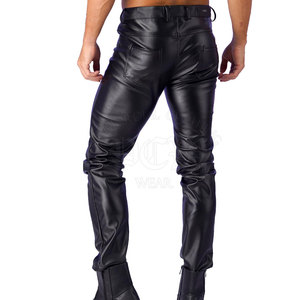 Popular <b>Men</b> Mid Straight <b>Leather</b> <b>Pants</b> Premium Stylish Fashion Windproof Lightweight Eco-Friendly Comfortable Casual Street - Product Image 2