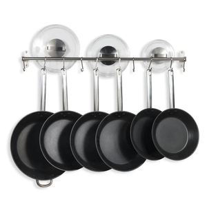 ชั้นวางหม้อแบบมืออาชีพ ที่แขวนฝาหม้อและกระทะ ตะขอแขวนอุปกรณ์ครัว ชั้นวางติดผนังสำหรับจัดเก็บในครัว - Product Image 6