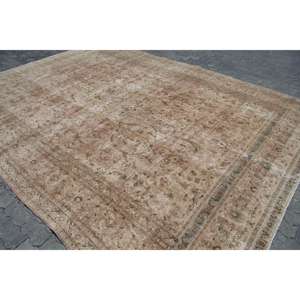 Tapis turc vintage, tapis surdimensionné de 9,2 x 12,4 pieds, tapis brun style sud-ouest - Product Image 2