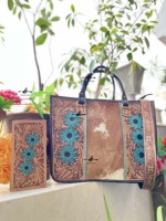Ensemble de sacs en cuir à poils sculptés à la main : portefeuille long et sac fourre-tout, multi-usages pour femme, cadeau élégant pour elle